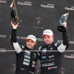 Simone Iaquinta e Kevin Gilardoni sul podio del Lamborghini Super Trofeo Europa a Barcellona